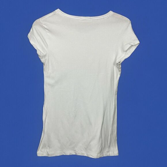 Lot 2 Top Vintage Y2K T Shirt La Fine Short Sleeve Long Stretch White Pink Large - Picture 3 of 6